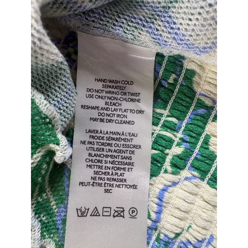Free People Green Blue Hibiscus Floral Smocked Tube Top Mini Skirt Boho L/XL - Picture 4 of 5